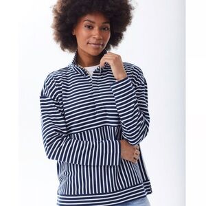 Alice Walk Navy Striped Women's Zip-up Sweatshirt